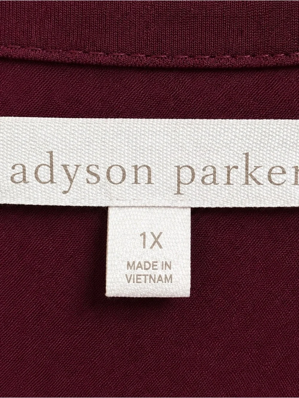 Adyson Parker 1X Burgundy Plum Button Front Tunic Blouse Roll Tab Sleeves